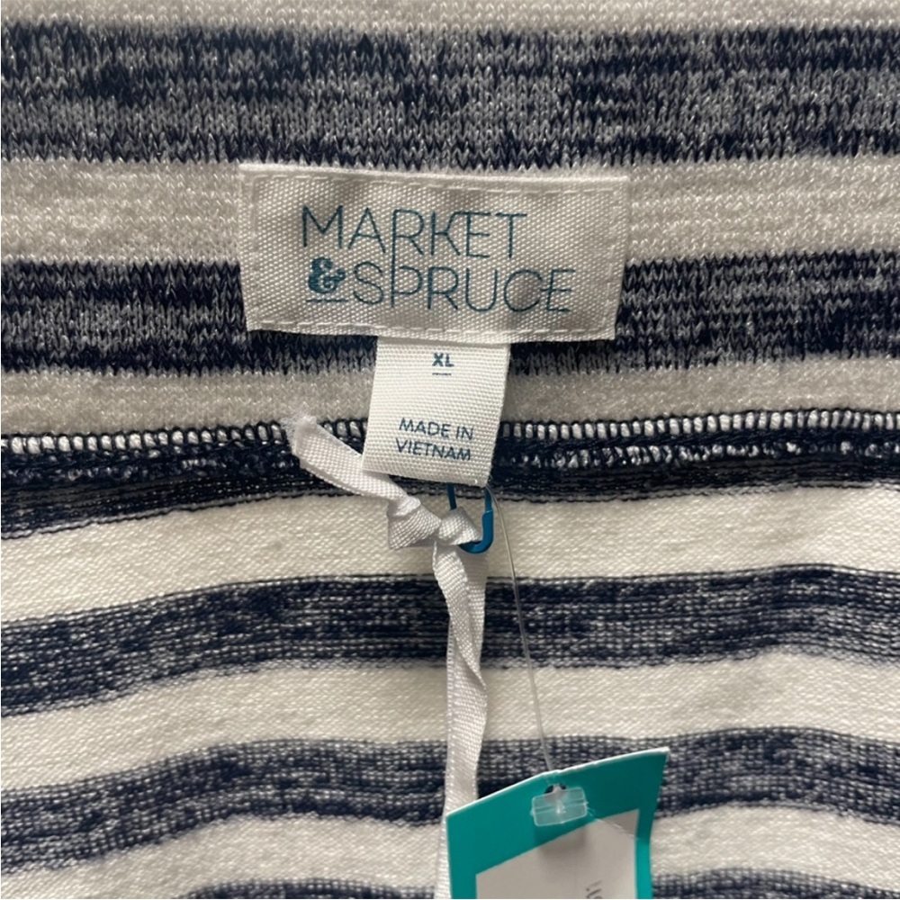 Market & Spruce Navy and White Striped Pencil Skirt - Picture 2 of 6